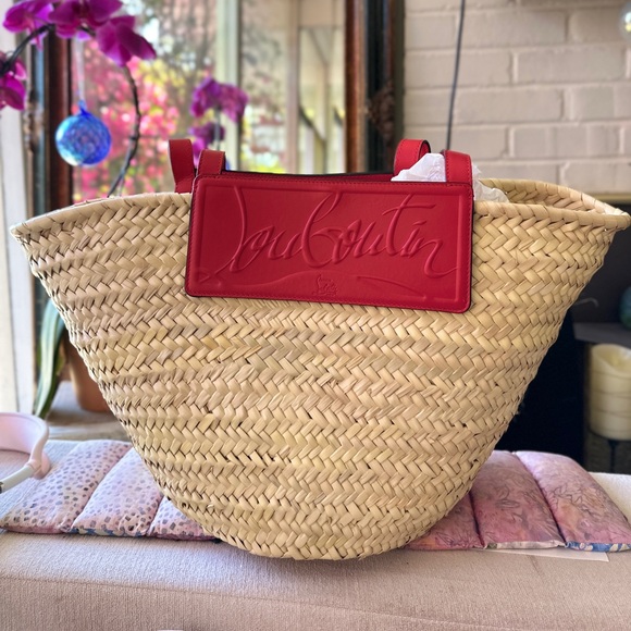 New Christian Louboutin Loubishore Wicker Summer Tote - Picture 10 of 16